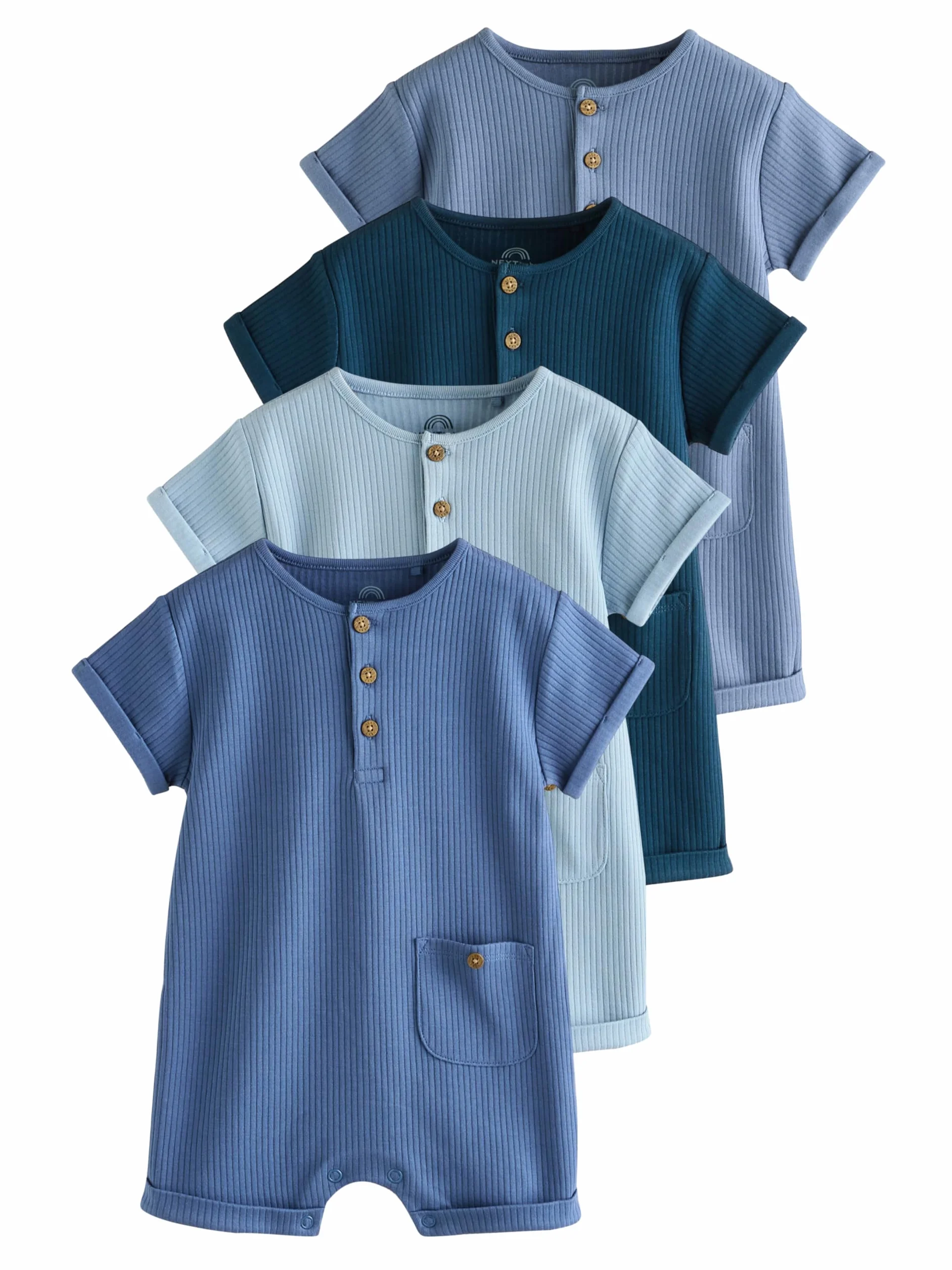 NEXT Bebés niño Pack de 4 peleles con cuello henley abotonado para bebé