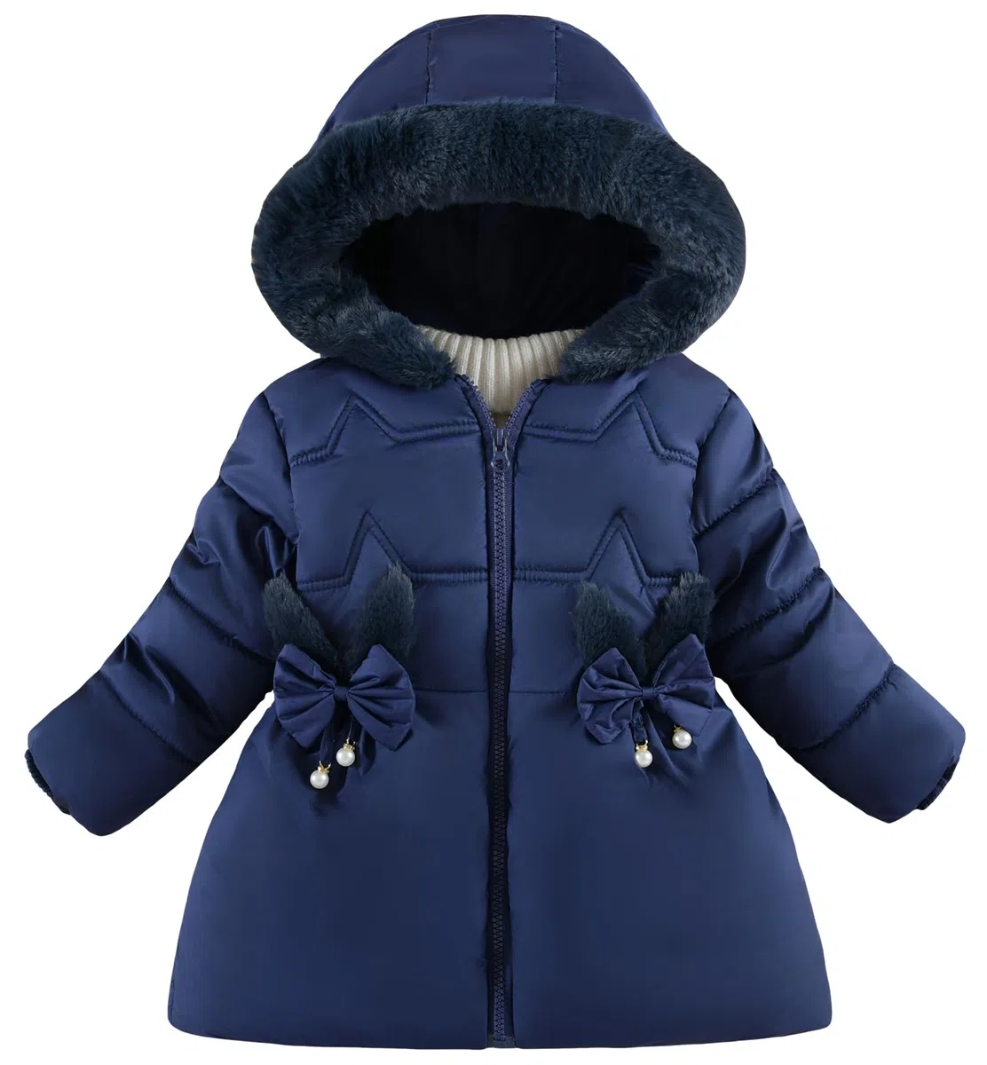Happy Cherry - Chaqueta Invierno Niña Bebé con Forro Polar Abrigo Acolchado Cálido con Capucha Niños Niñas Infantil Ropa Gruesa Caliente para Nieve Al Aire Libre - 1-5 Años