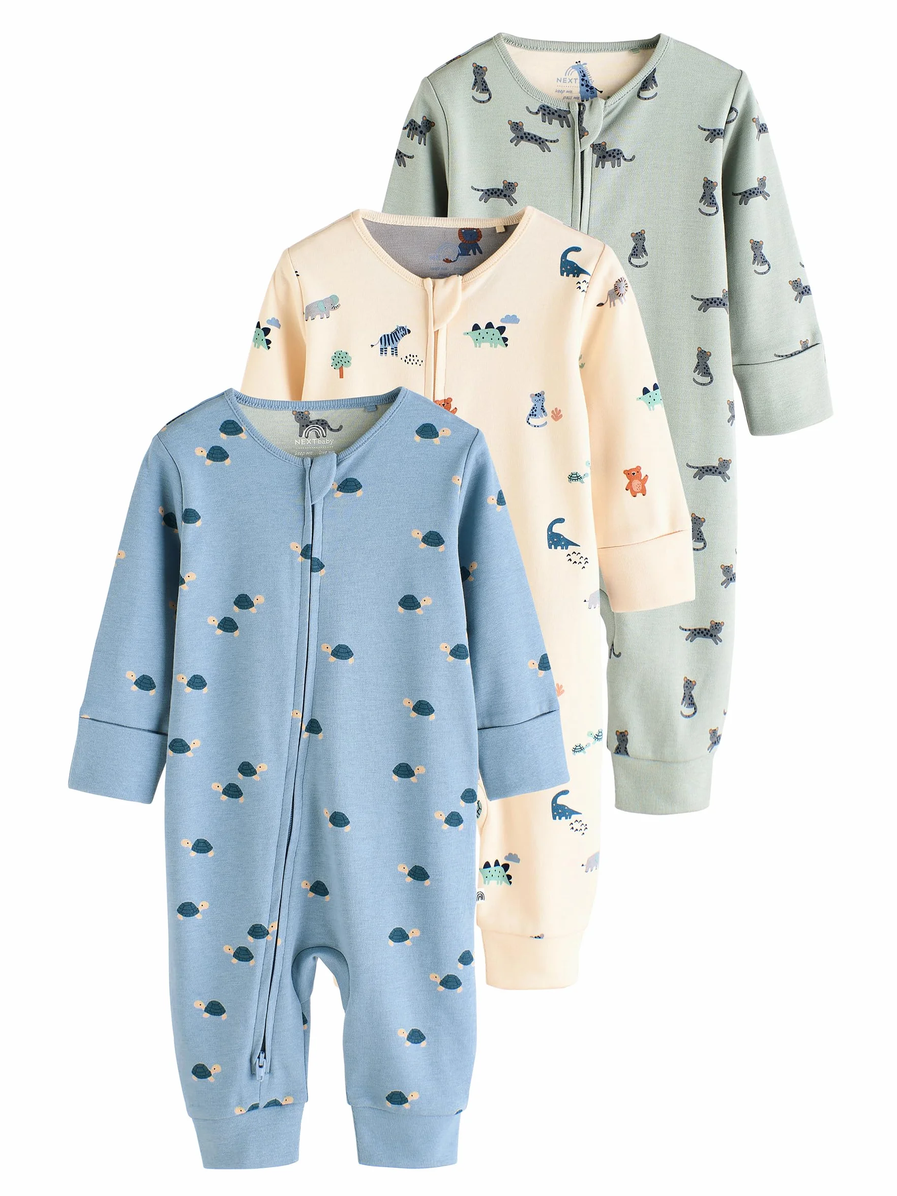 NEXT Bebés niño Pack de 3 Peleles de bebé con Cremallera y Estampado