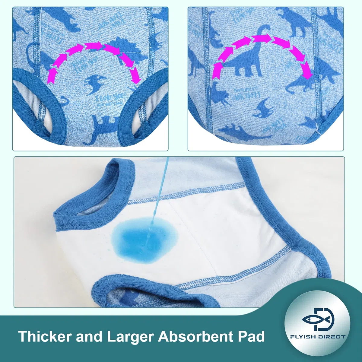 FLYISH DIRECT Calzoncitos de Entrenamiento para bebés, Paquete de 6 Calzoncillos de Entrenamiento para niñas y niños, 2-7 años, Lavables y Reutilizables, 140/7T