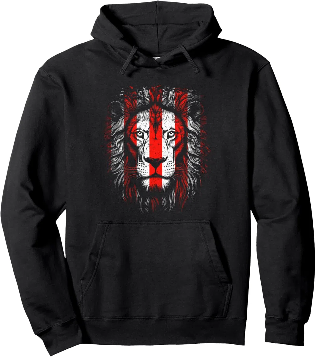 Cara de León Rojiblanco Bilbao Leones Fútbol Hincha Bilbo Sudadera con Capucha