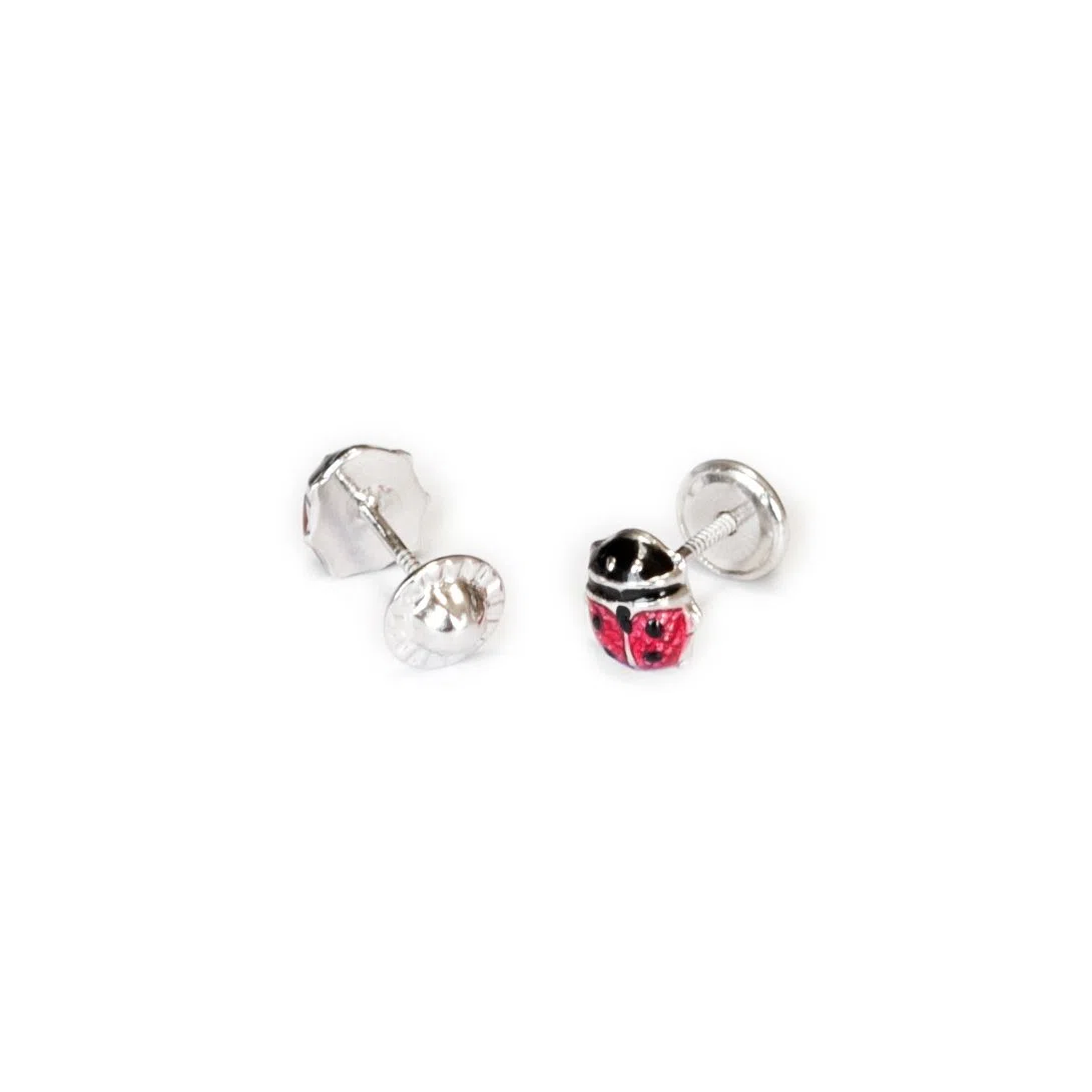 Mondepetit AG-1725/F - Pendientes de bebe/niña plata Mariquita Pequeña - Estuche Regalo