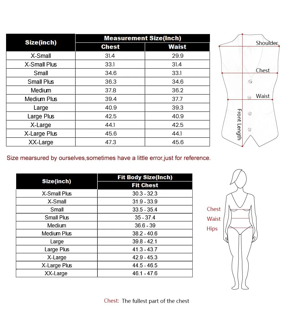 V VOCNI Chaleco para mujer totalmente forrado con 4 botones con cuello en V