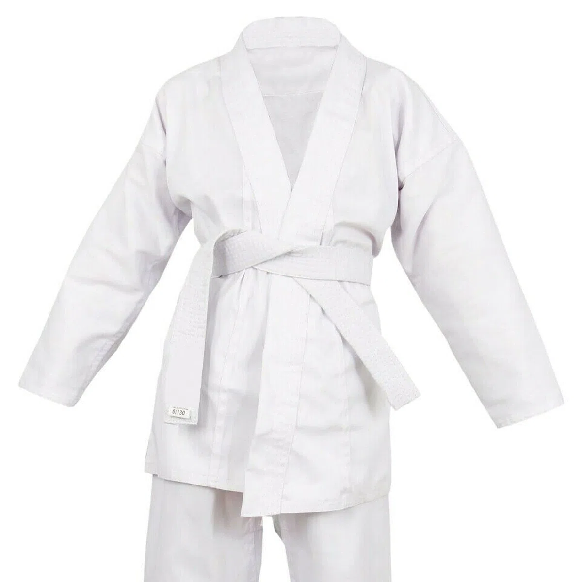 Traje de karate blanco para estudiantes de polialgodón (preencogido) para estudiantes de gi para niños y niñas, uniforme de karate para niños, kimono, cinturón blanco