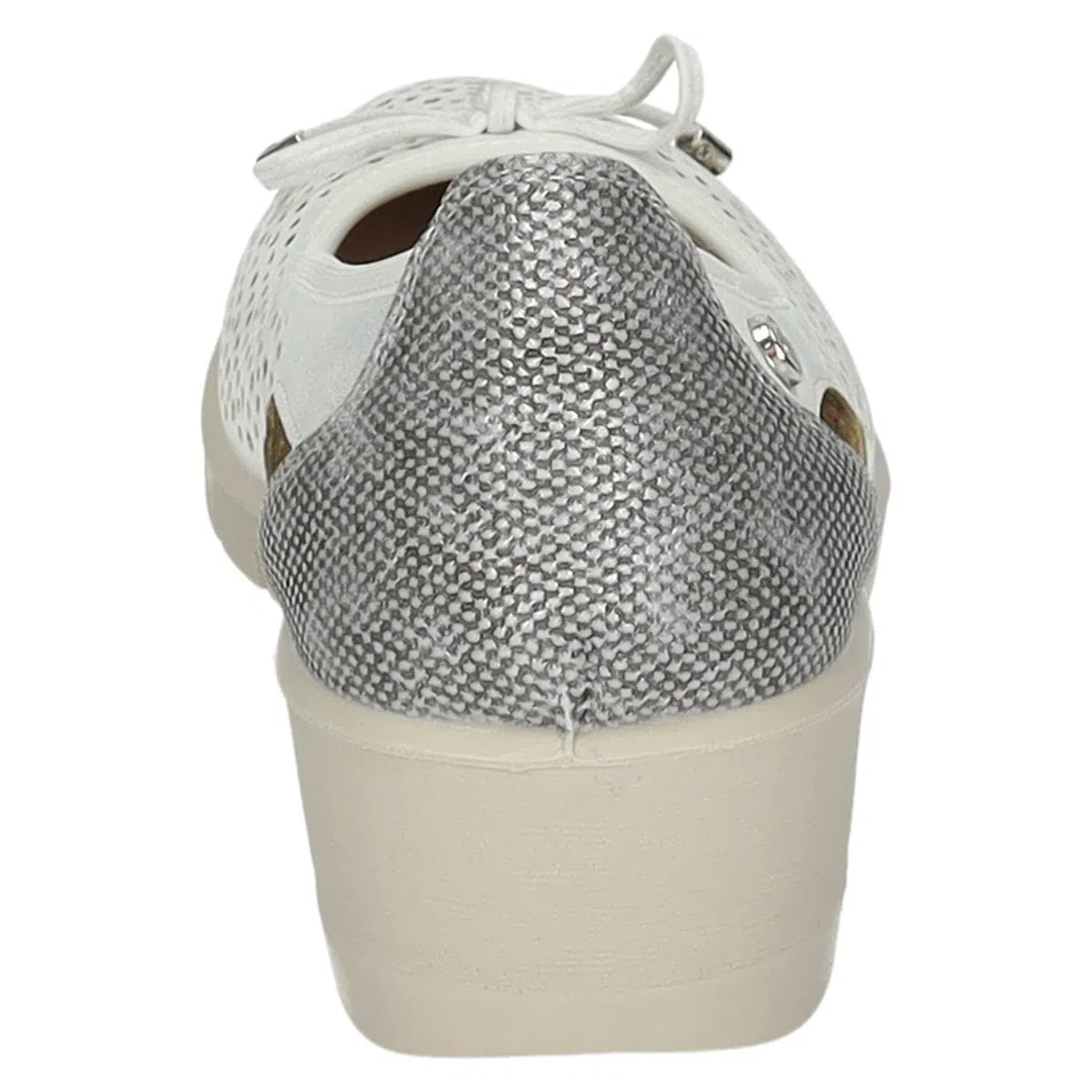 26M208 Manoletinas con cuña para Mujer, en Color Perla, con Lazo y Plantilla Extraible, cómodas, Ligeras Ideales para Verano Mujer Manoletinas