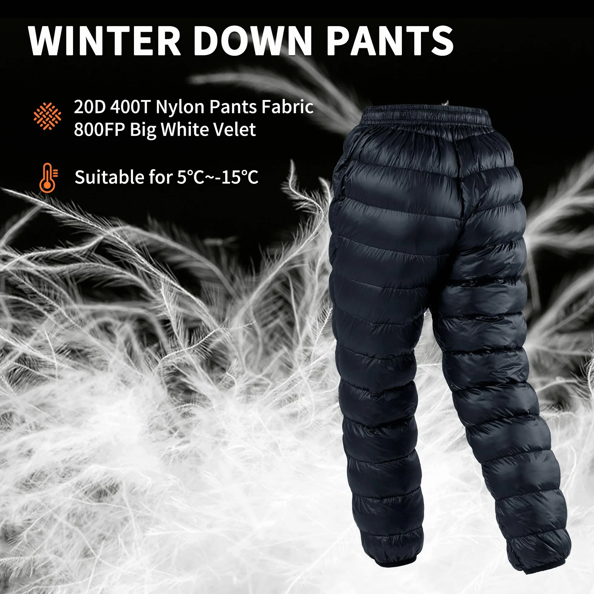 Naturehike Pantalones de Plumón de Invierno Ultraligero Cálido Bolsillo Lateral Pantalones de Terciopelo Hombres Mujeres Impermeable Pantalones de Nieve al Aire Libre Acampar