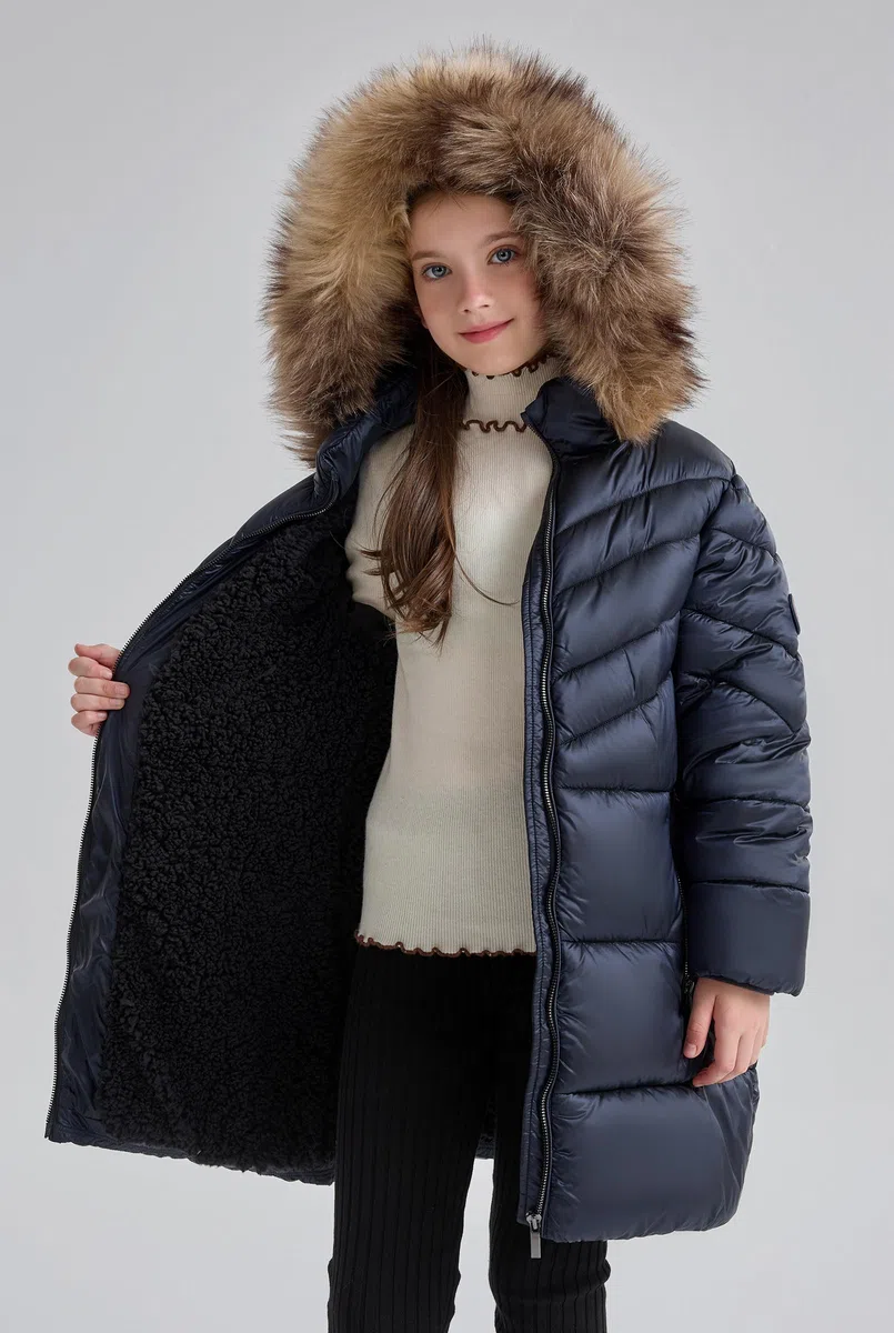SOLOCOTE Abrigo de invierno acolchado para niñas con capucha de piel sintética, forrado de sherpa, parka resistente al agua y de gran peso