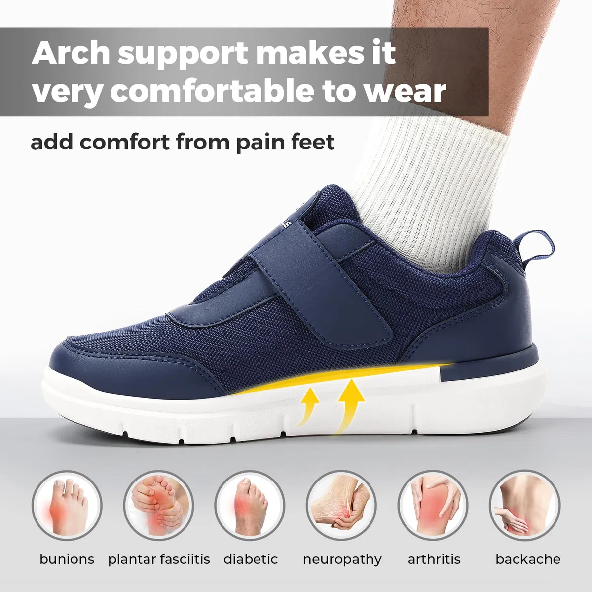 FitVille Zapatos Anchos Hombre Cómodas Zapatillas Casuales Ajustables para Caminar para Pies Sensibles