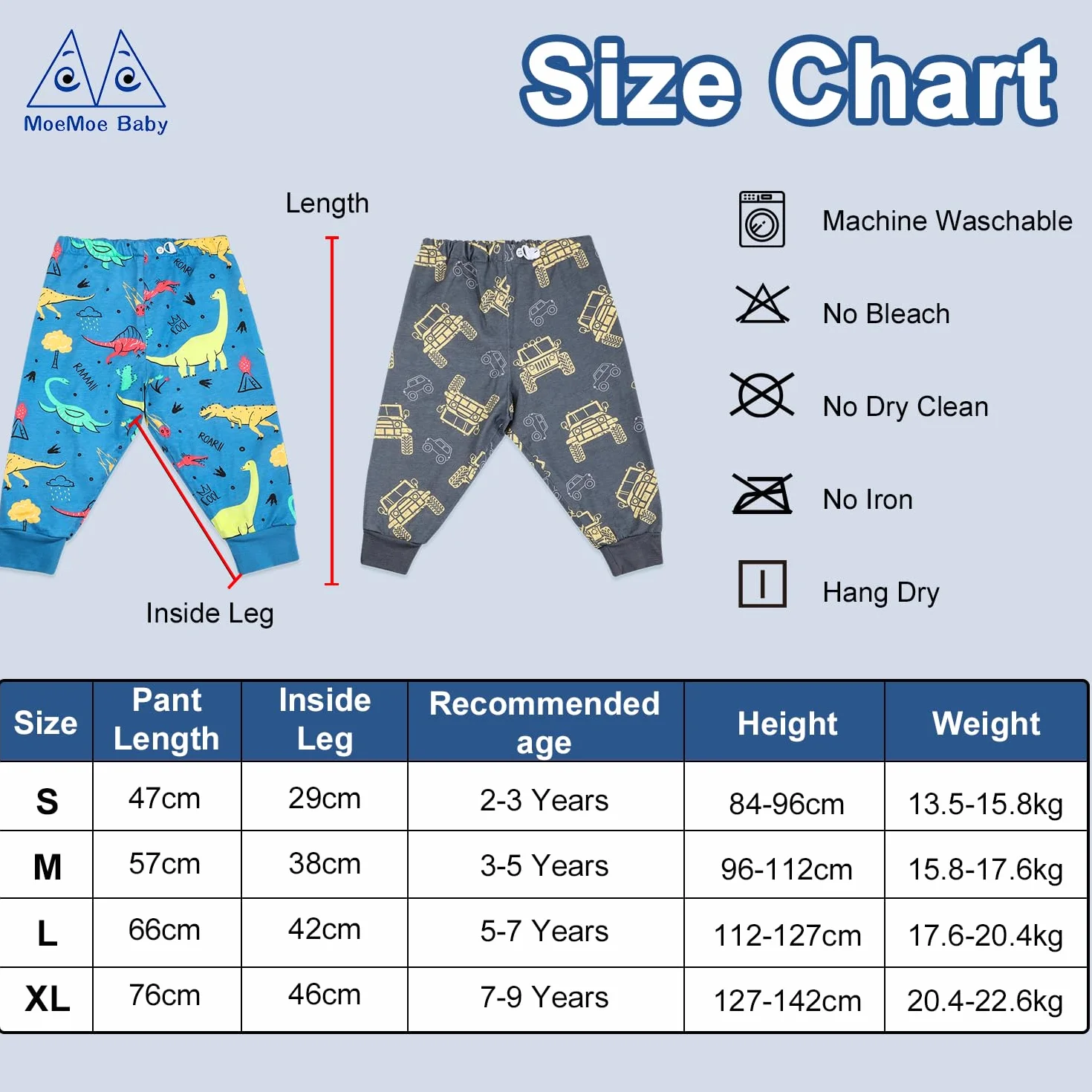 MOEMOE BABY Calzones de Entrenamiento Algodón Pantalones de Entrenamiento para bebé Pantalones de pañales Reutilizables 2 Paquetes, M/3-5años