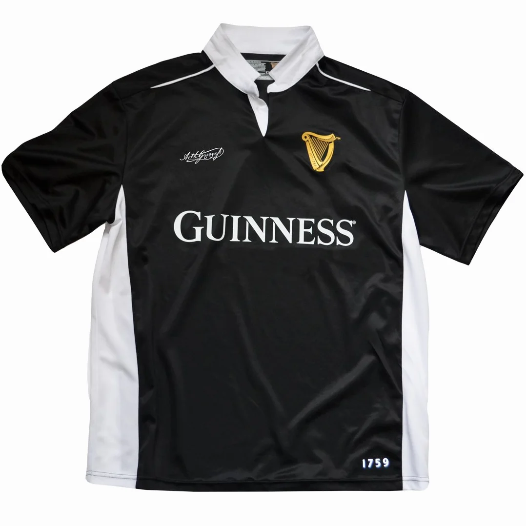 Guinness Black/White Performance Short Sleeve Rugby Shirt