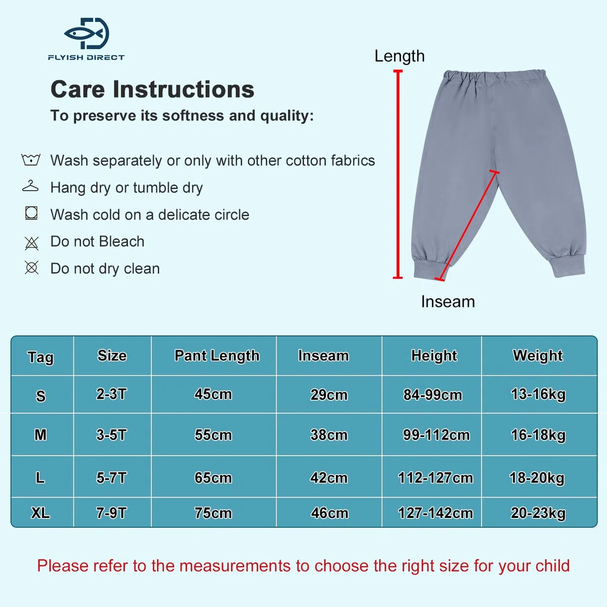 FLYISH DIRECT Pantalones de Entrenamiento para IR al baño Ligeros, Pantalón Orinal para niños 100% algodón, Transpirable, Pantalones para Aprender a IR al baño