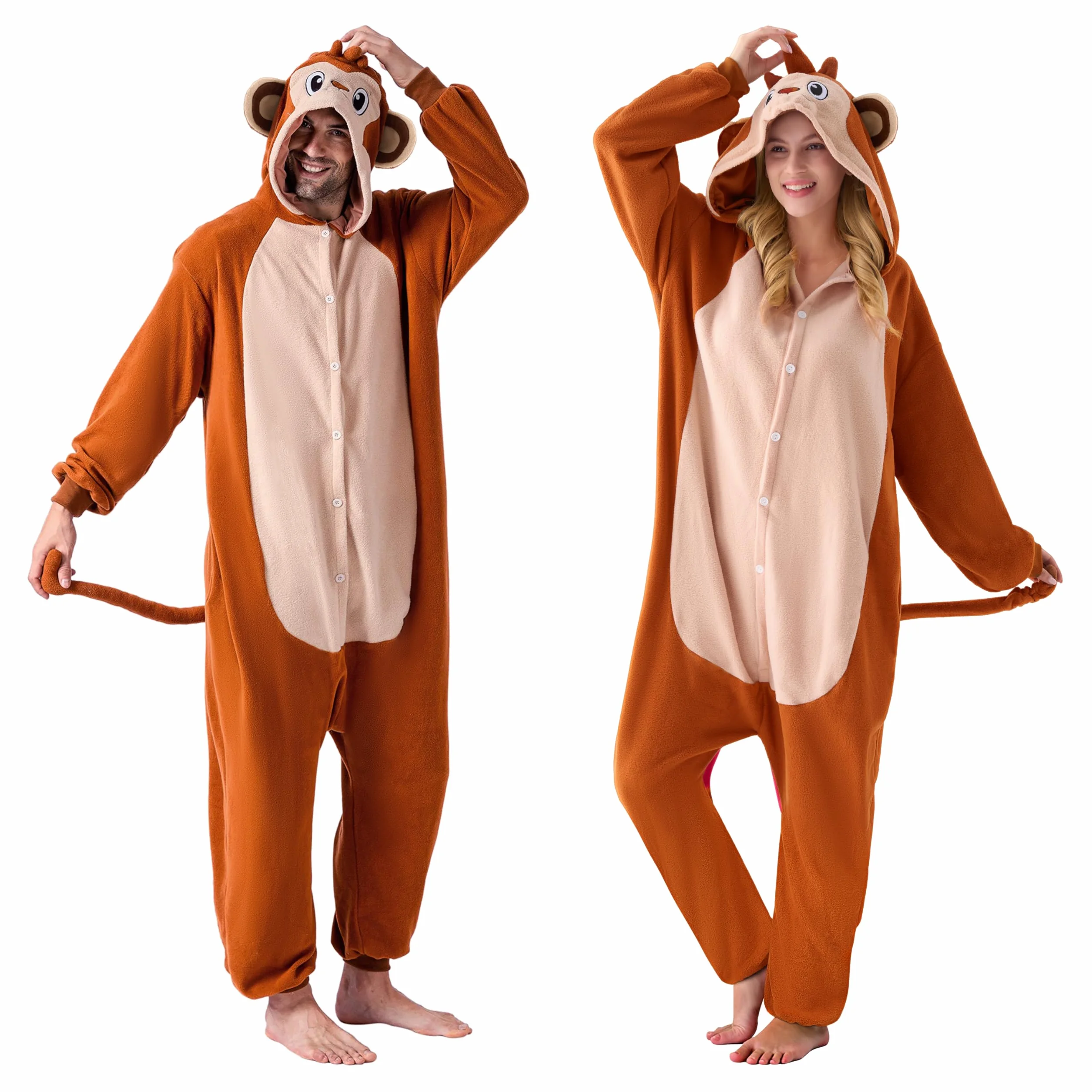 Spooktacular Creations Pijama unisex de felpa para adultos, disfraz de mono de una pieza