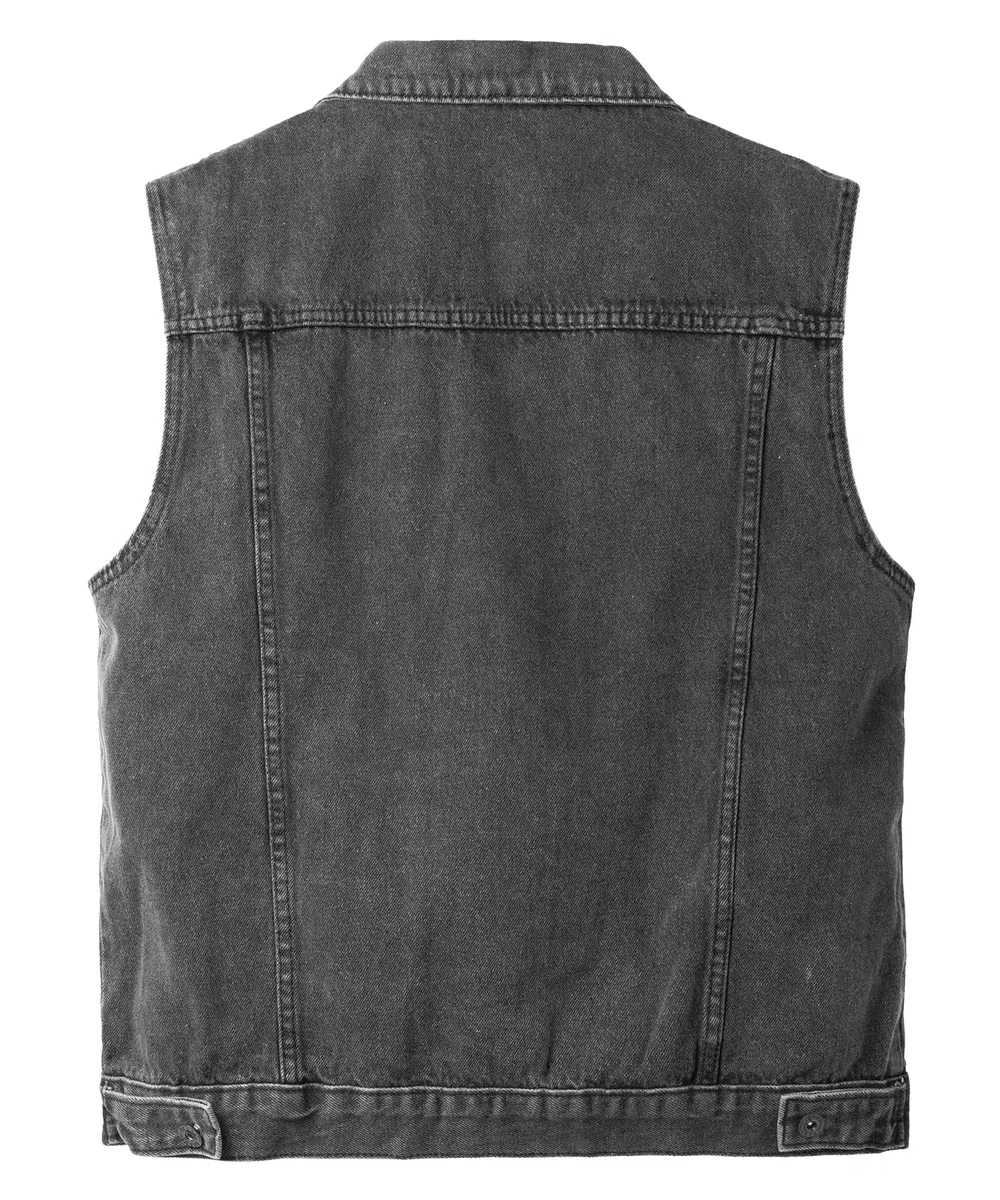 Chaleco de Jeans para Hombre Chaleco Vaquero Moto Chaqueta Tejana Sin Mangas Colete de Tela