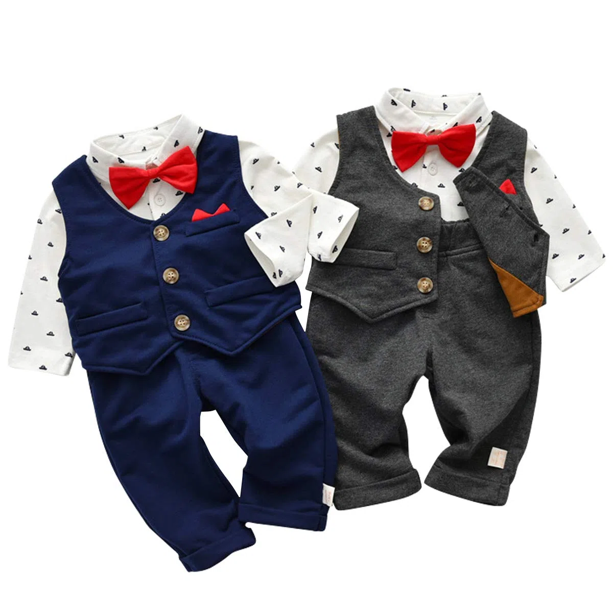 famuka Traje de 3 piezas con chaleco esmóquines para bebé-niños
