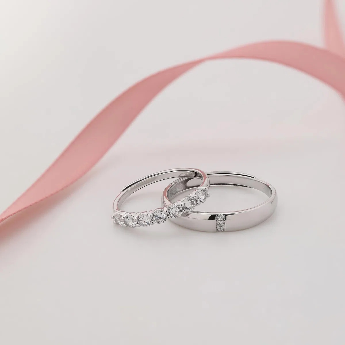 Meissa Anillos de Pareja en Plata Esterlina Anillos de Boda Elegantes Anillo de Promesa para Hombre y Mujer Zirconia Cúbica Tamaño Ajustable