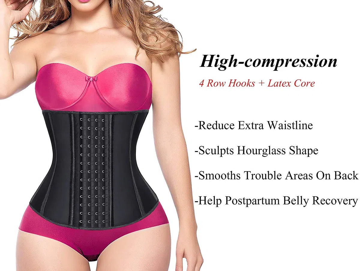 YIANNA Faja Reductora Mujer Cinturilla Colombiana Waist Trainer Corset Reductor Abdomen Body Shaper Moldeadora Post Liposuccion Corsé Negro S 11788