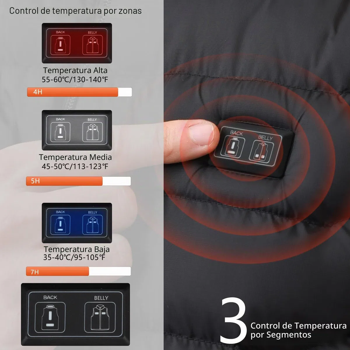 Chaqueta Calefactable Adecuado Para Hombres,con Temperatura Ajustable Chaquetas calefactora con 5 Zonas Ideal para Acampar Actividades al Aire Libre invierno(Negro Herren, XL)