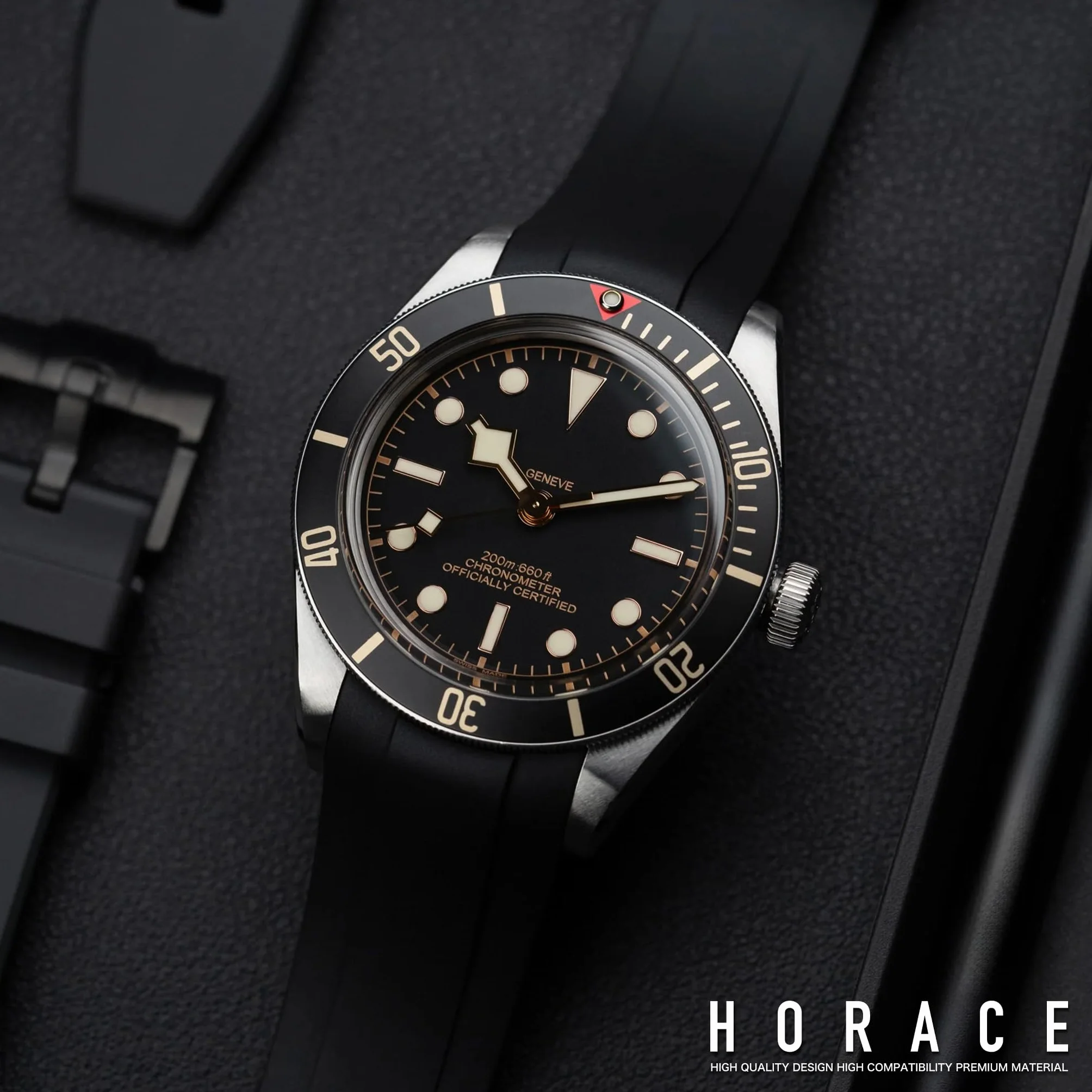 HORACE Correa de Reloj 20 mm de Goma FKM Premium – Suave, Impermeable y Duradera – Compatible con Tudor Black Bay 58 & GMT 39mm