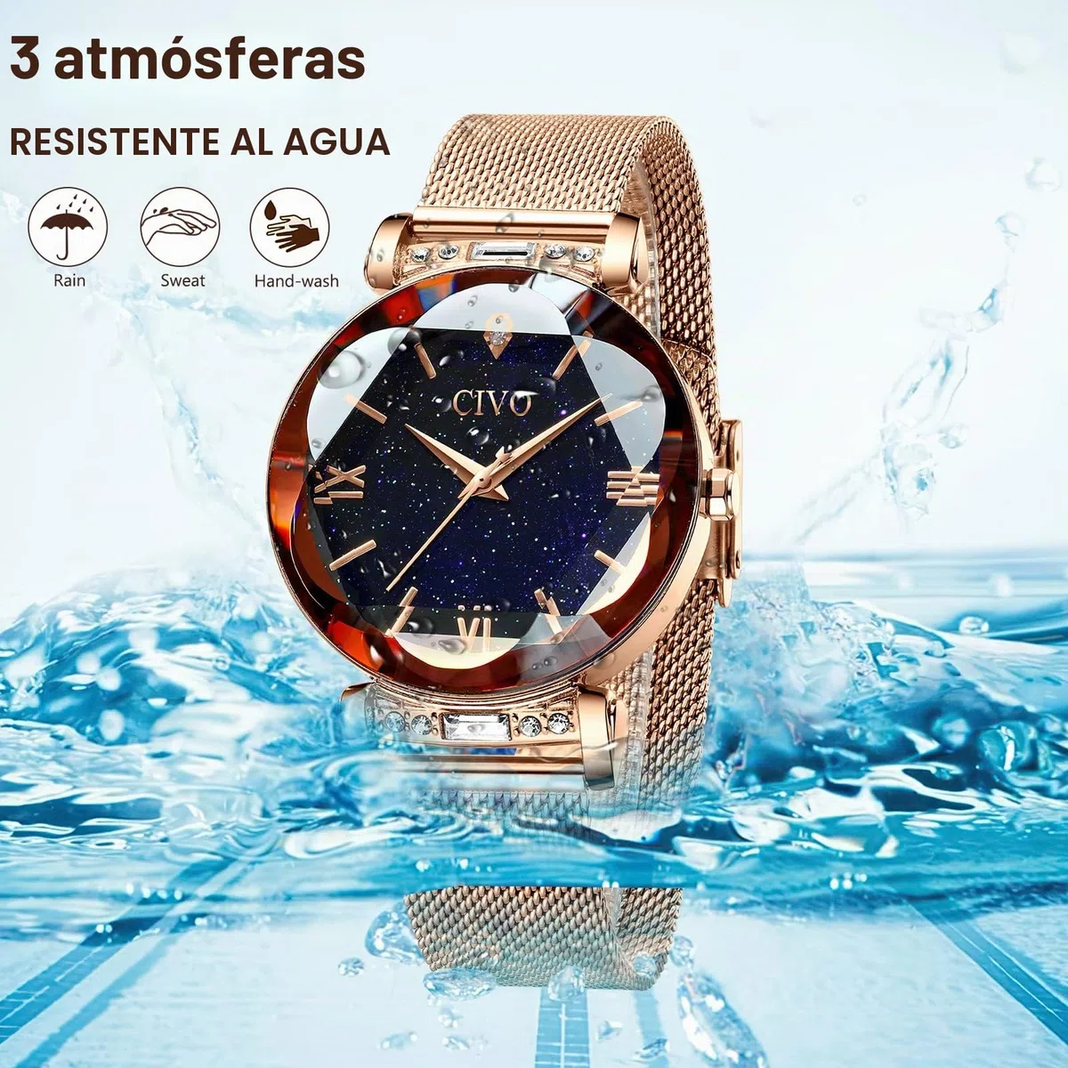 CIVO Relojes para Mujer Reloj Damas de Malla Impermeable Cuero Lujo Minimalista Elegante Banda de Acero Inoxidable Relojes de Pulsera Moda Vestir Negocio Casual Reloj de Cuarzo