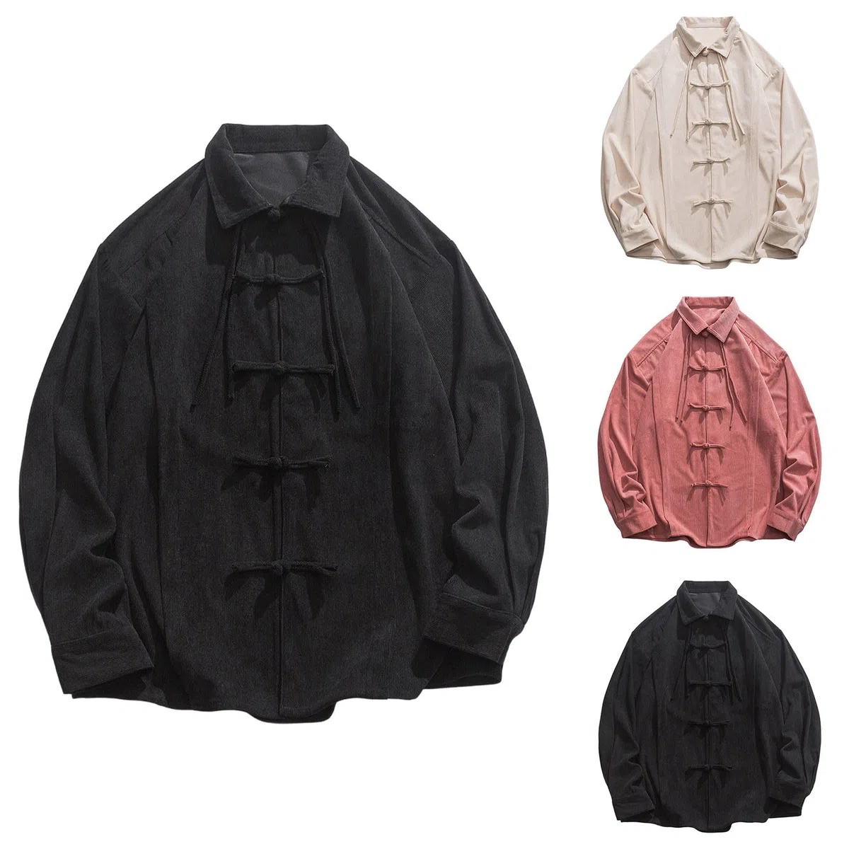 Traje chino tradicional para hombre camisa de pana de manga larga ropa tradicional china transpirable kung fu ropa tops artes marciales chaqueta uniforme manga larga camisa casual