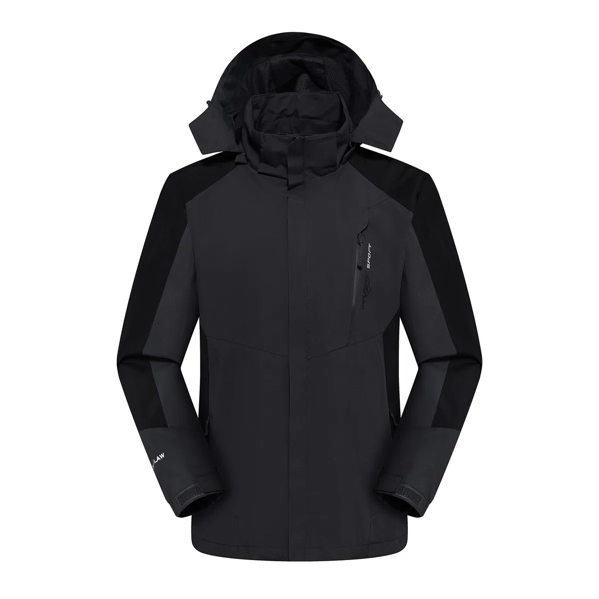 Impermeable para Hombre al Aire Libre Forro de Malla Transpirable Abrigo de Senderismo Traje de lluvia a Prueba de Viento con Capucha Desmontable y Bolsillo con Cremallera