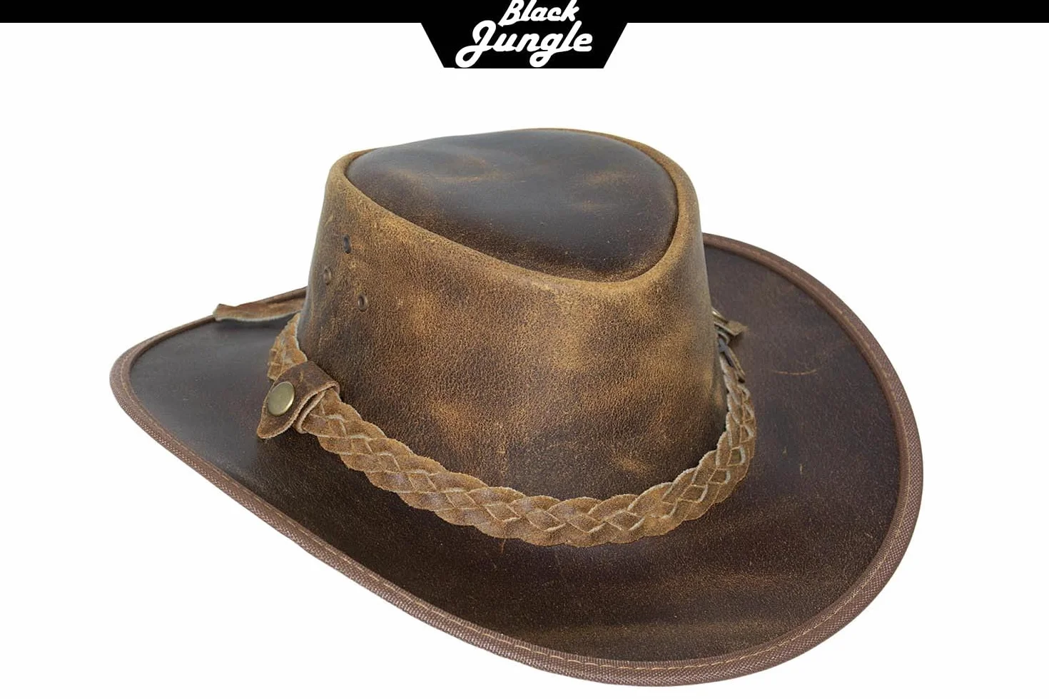Black Jungle Bulat Sombrero de Piel, Sombrero del Oeste de Australia, Sombrero de Vaquero Bronceado