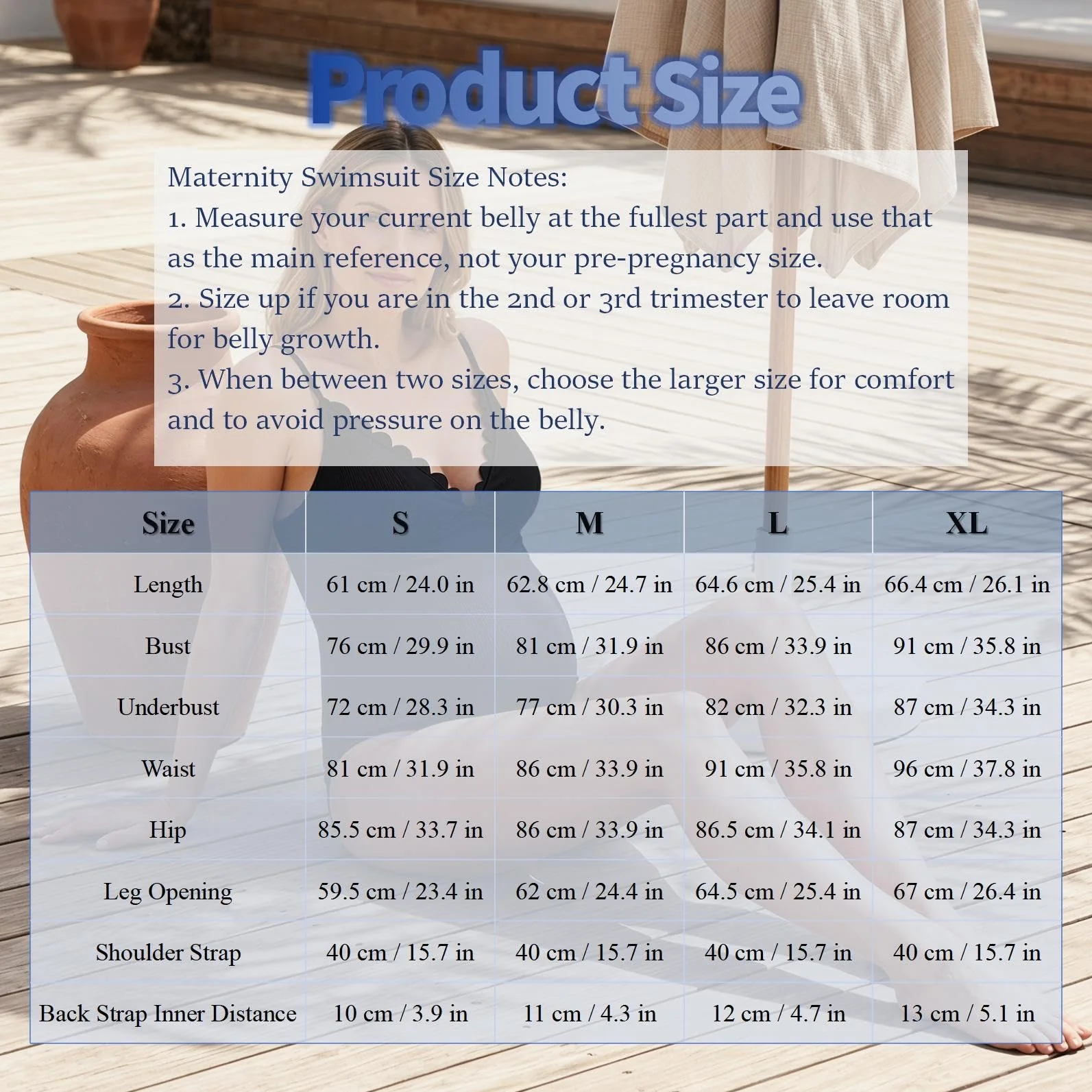 Traje de baño de Maternidad de una Pieza con Borde V para Embarazo, Traje de Baño de Maternidad con Tirantes Ajustables Embarazo S-XL