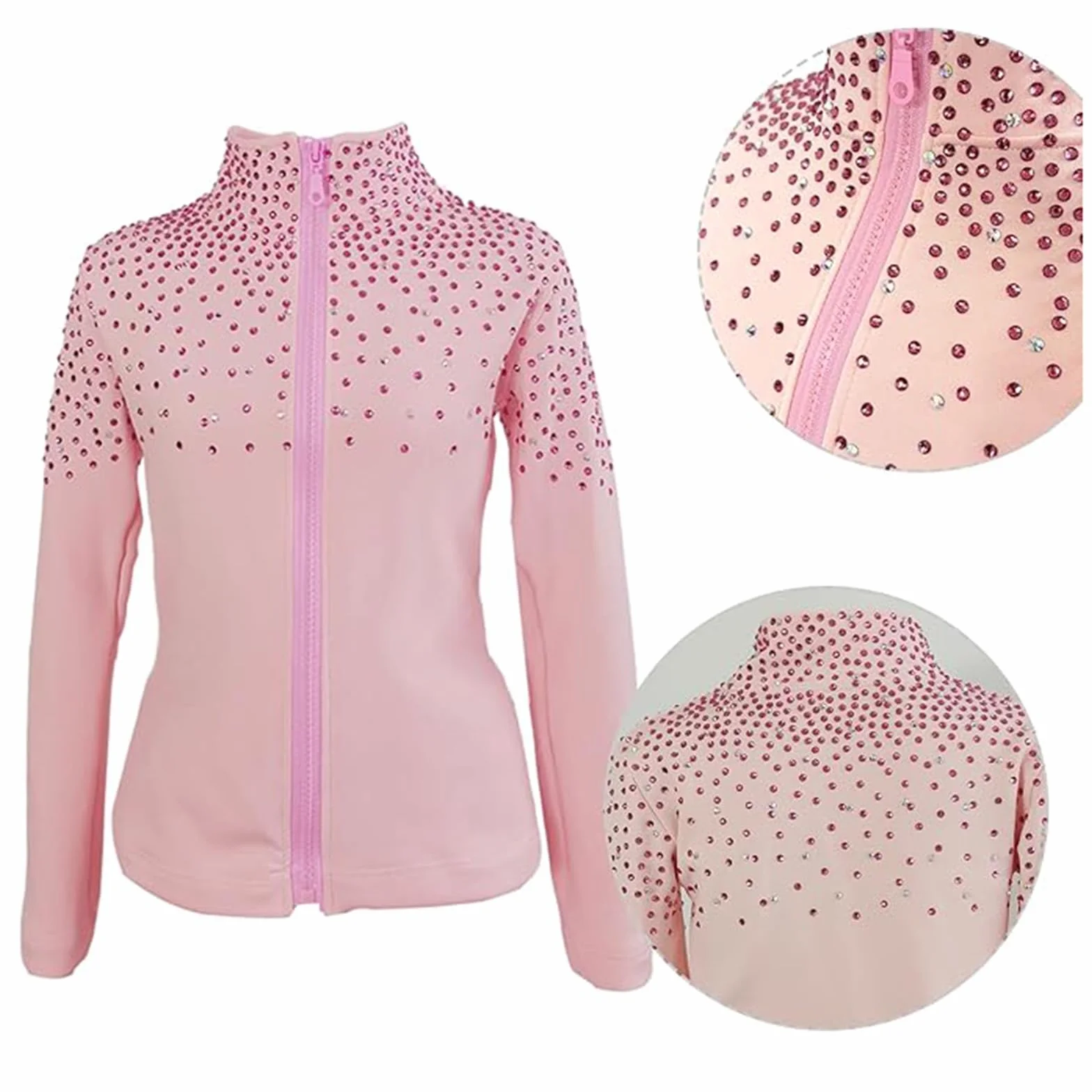 LIUHUO Chaqueta de patinaje sobre hielo para niñas y mujeres, forro polar elástico, para entrenamiento, patinaje artístico, blanco, 4-6 años