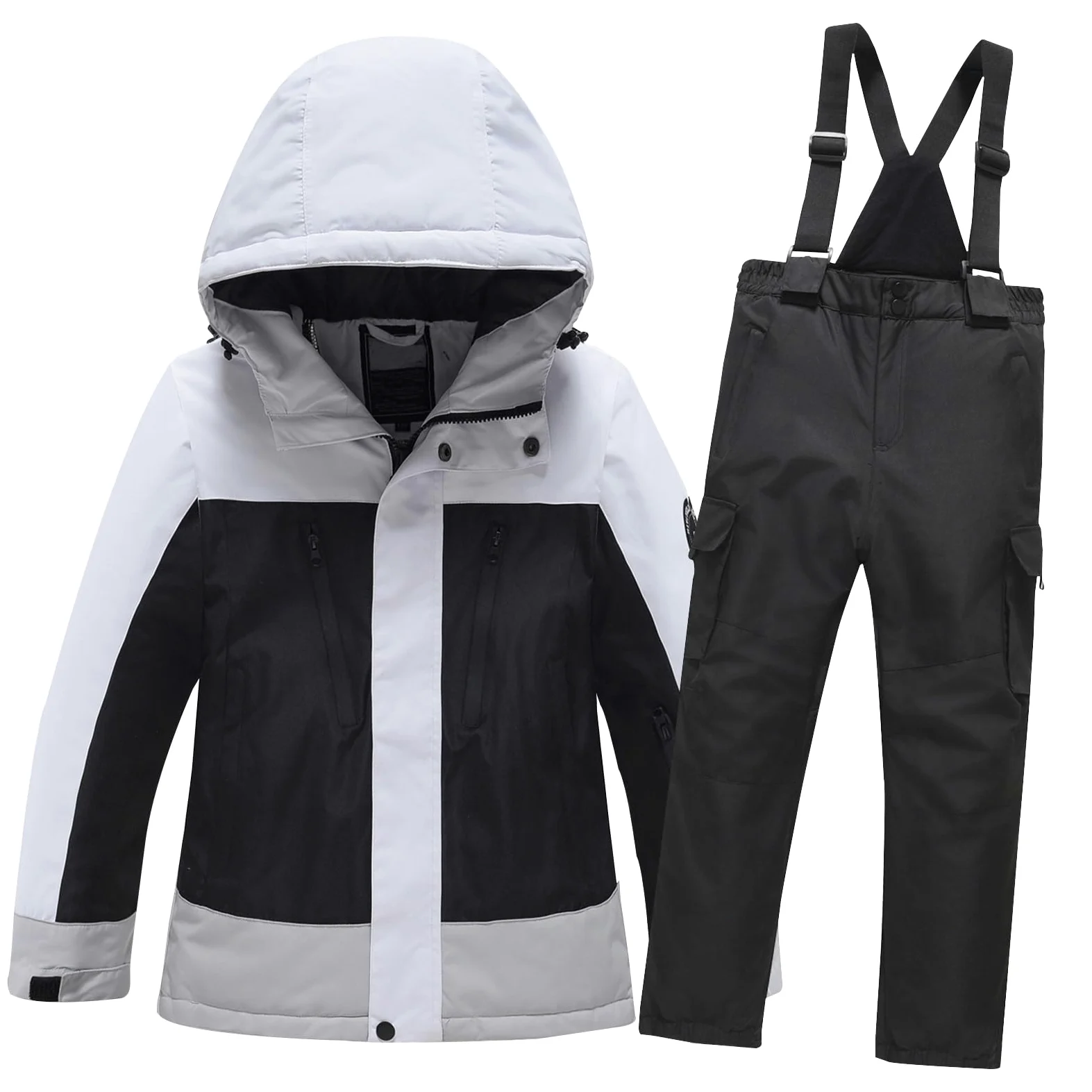 Conjunto de Traje de Esquí para Niños Niñas 2Piezas Chaqueta + Pantalones Traje de Nieve Grueso Cálido Impermeable Transpirable
