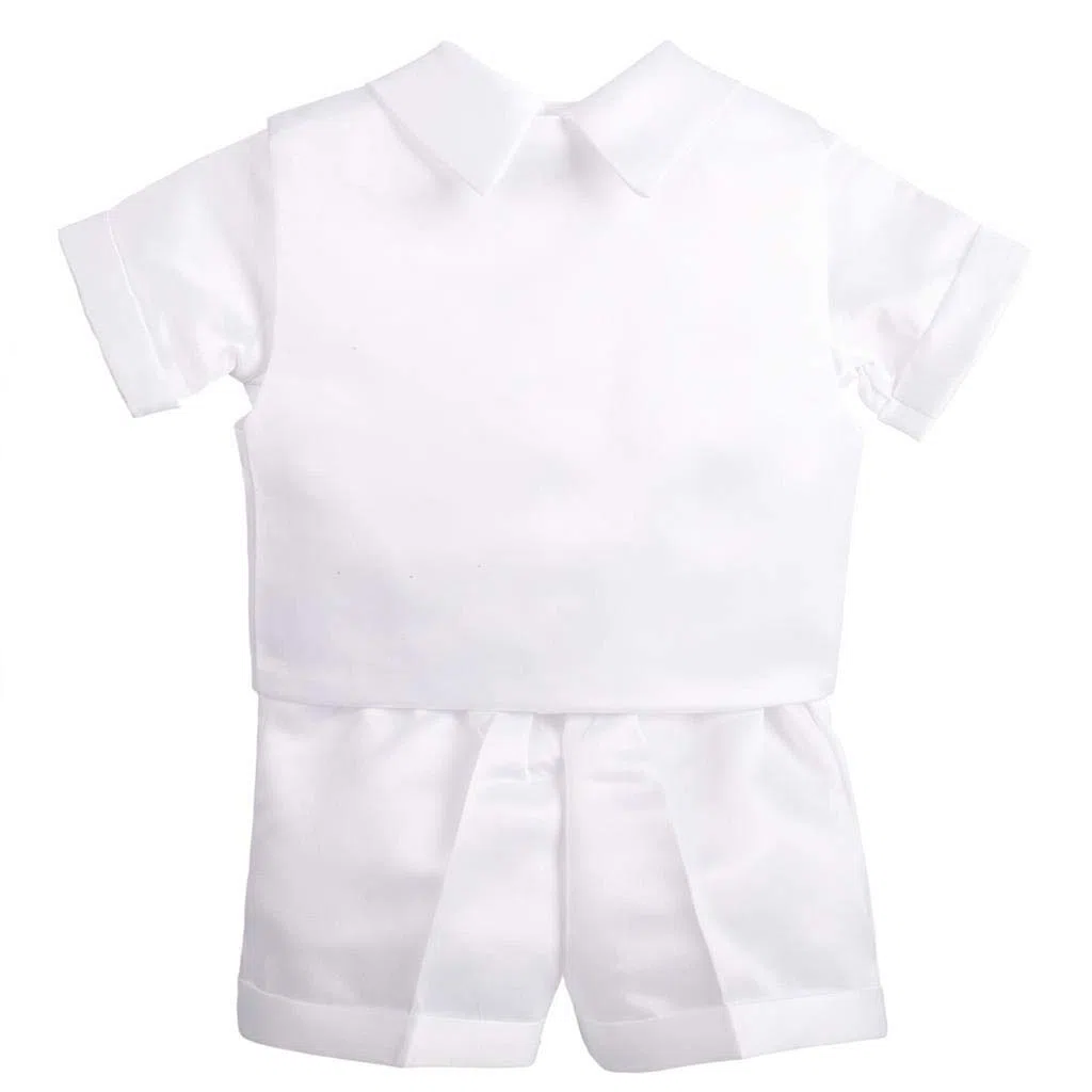 Lito Angels - Ropa Traje de Bautizo Bautismo para Bebe Niño con Gorro Capó, Blanco,Manga Corta/Manga Larga