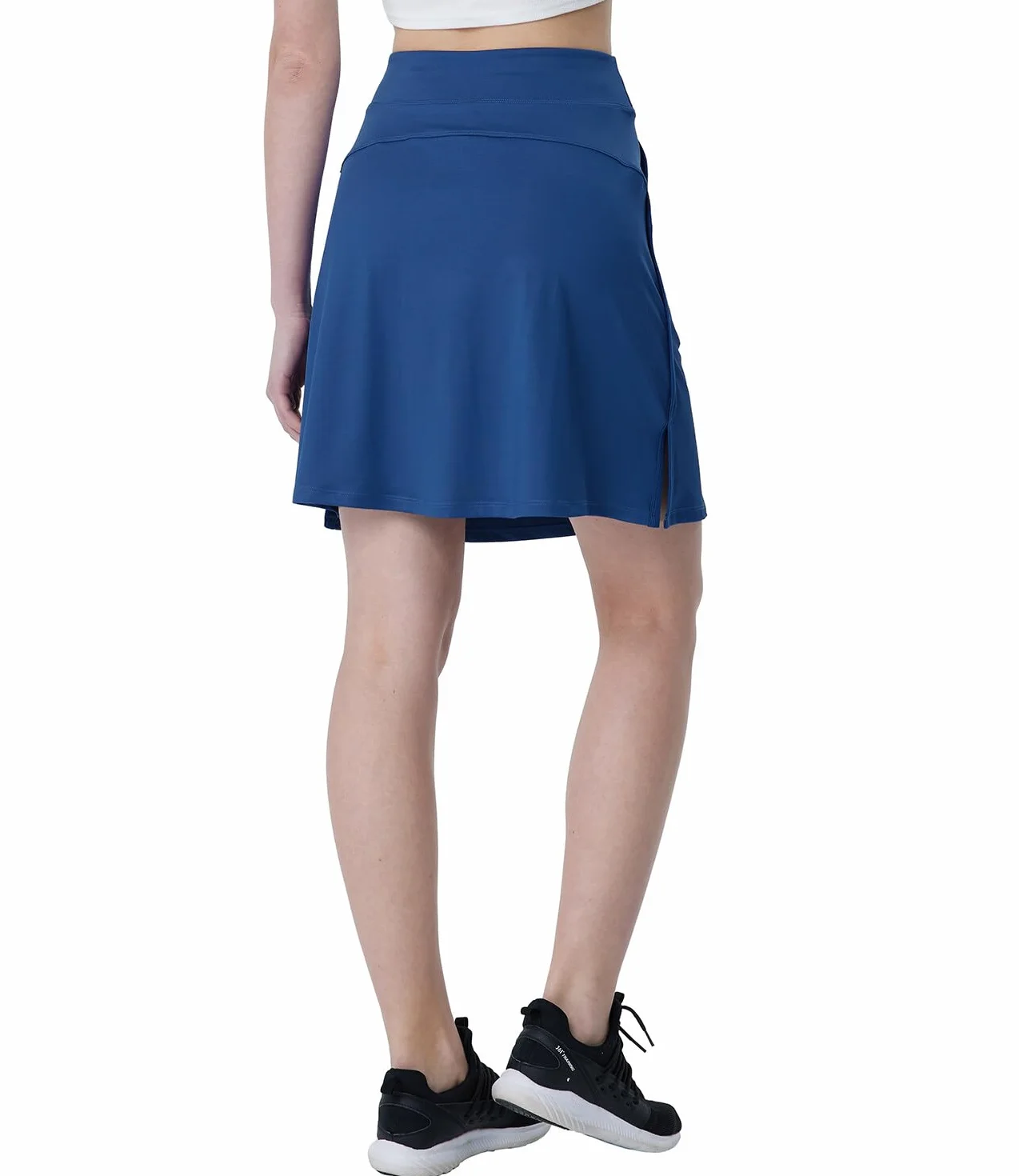 Falda de Golf hasta la Rodilla para Mujer Cintura Alta Faldas de Tenis con Bolsillos Falda Pantalon de Verano B-Azul L