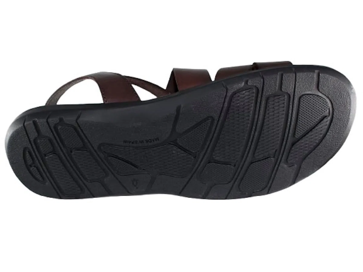 Sandalias Piel Hombre Modelo 138 Sandalia de Cuero con Hebilla Ajustable y Plantilla Anatómica, Suela Ligera Antideslizante