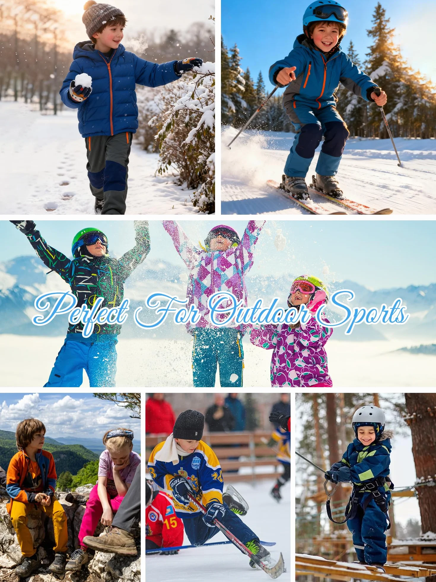 Holure Pantalones deportivos de forro polar para niños, impermeables, resistentes al viento y cálidos, con bolsillos con cremallera