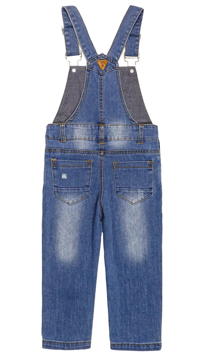KIDSCOOL SPACE Baby Little Boys Slim Fit Jeans, overol mezclilla moda bolsillo babero grande rasgado