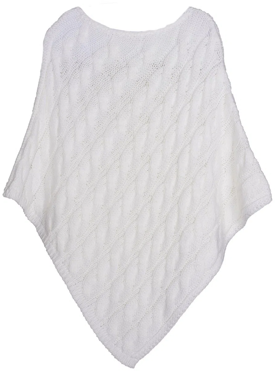styleBREAKER Poncho de Punto con Trenzas, Poncho de Punto de Cuello Redondo, Punto Grueso, para Mujeres 08010040