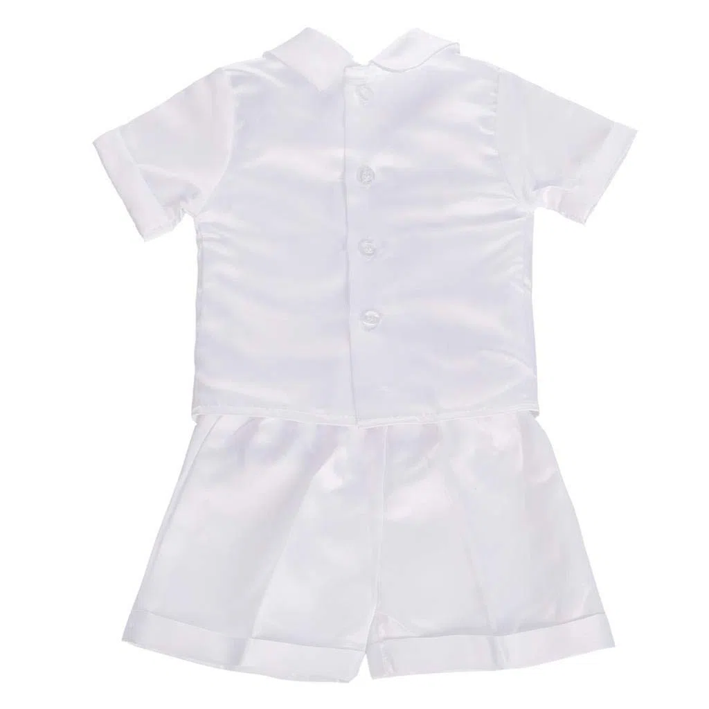 Lito Angels - Ropa Traje de Bautizo Bautismo para Bebe Niño con Gorro Capó, Blanco,Manga Corta/Manga Larga