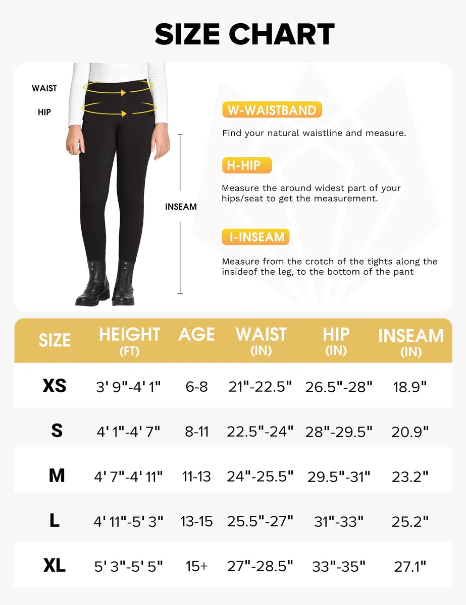 FitsT4 Sports Pantalones de equitación de invierno para niños, de invierno, de silicona, con bolsillo para teléfono móvil y bolsillos