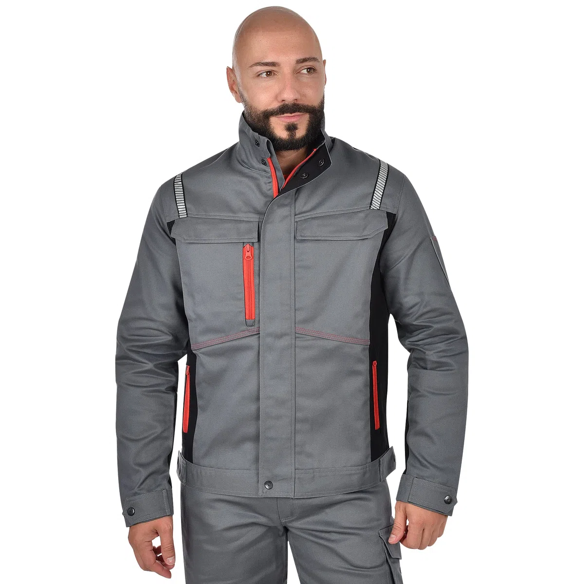 BWOLF RAPTOR 100% Algodón Chaqueta de Trabajo Hombre Gris/Azul Chaquetas de Trabajo de Algodón para Hombre