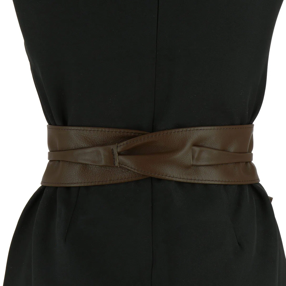 FASHIONGEN - Cinturón Obi de cuero, Cuero Vacuno Plena Flor, para las mujeres, cinturón de vestido, CASSIANE