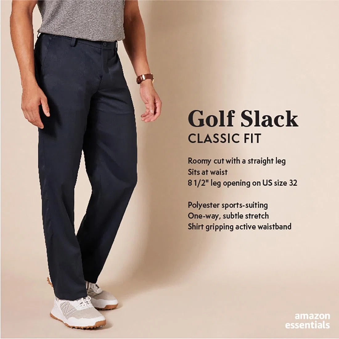 Amazon Essentials Hombre Pantalón de Golf Elástico de Ajuste Clásico