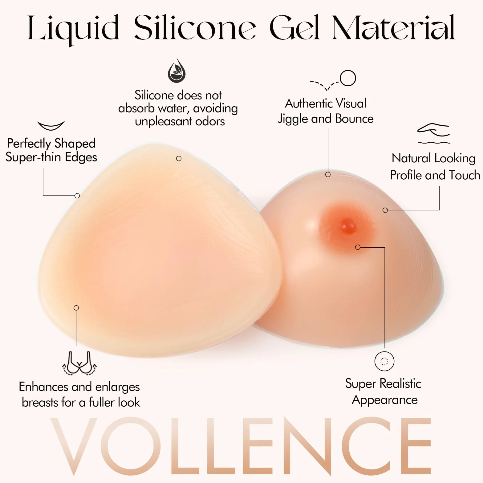 Vollence Silicón triangular formas de senos senos falsos para prótesis de mastectomía transgéneros travestis transformistas disfraces para cosplay