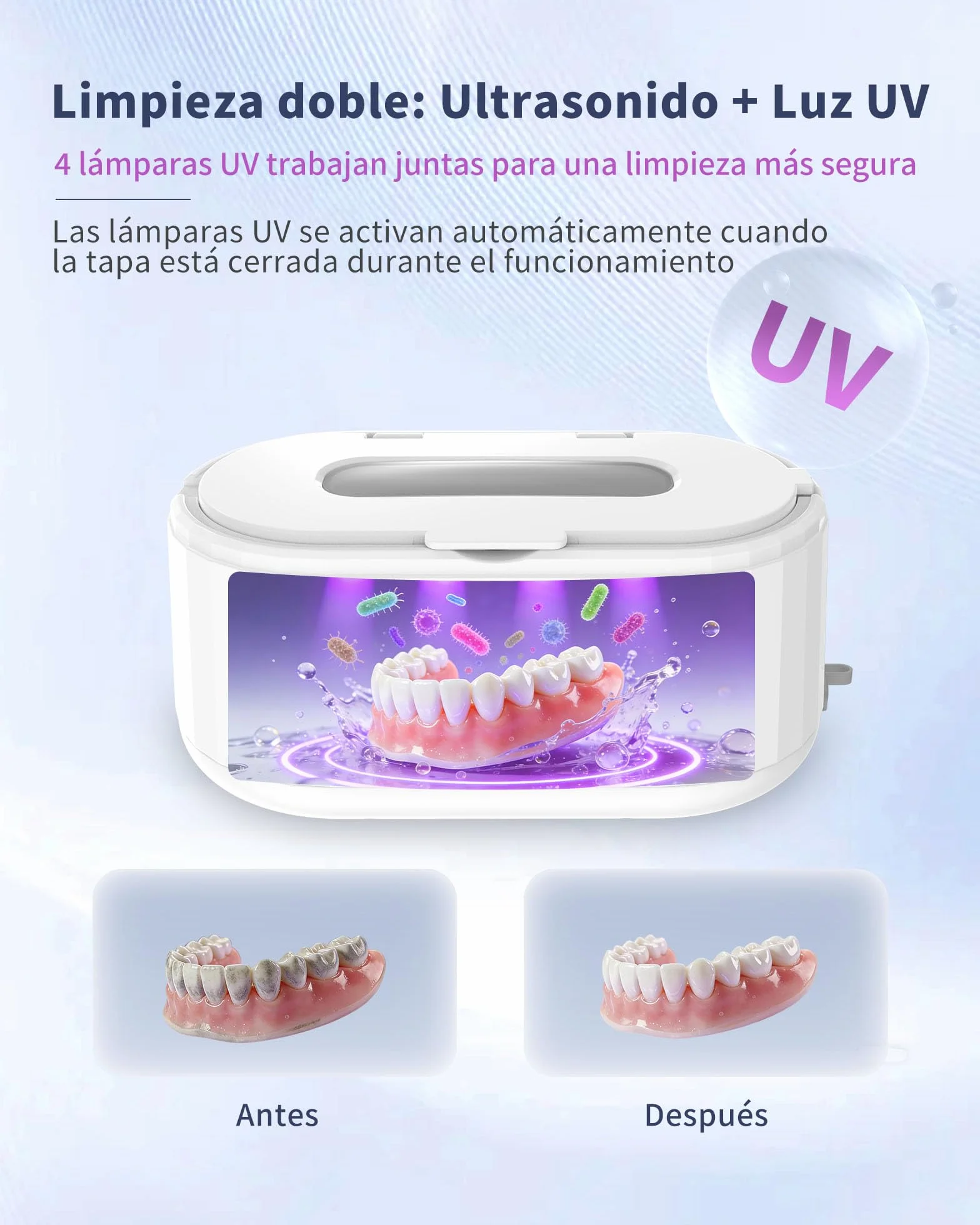 Limpiador Ultrasonidos 50000HZ, Limpiador Ultrasonico 350ML, con Temporizador Digital y 5 Modos de Limpieza, Apto Para Joyas, Gafas, Anillos,Relojes Ultrasonic Cleaner