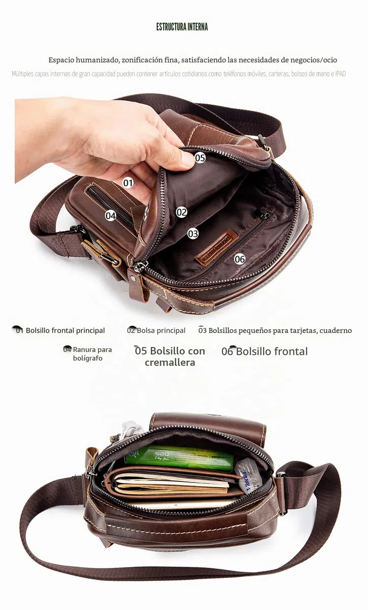 Shoppers Y Bolsos De Hombro Hombre Moda Casual Piel autentica Bolsos bandolera