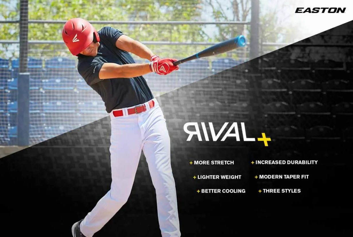 Easton Rival+ Pantalón de béisbol con Ribete, Gris/Real, Adulto XL