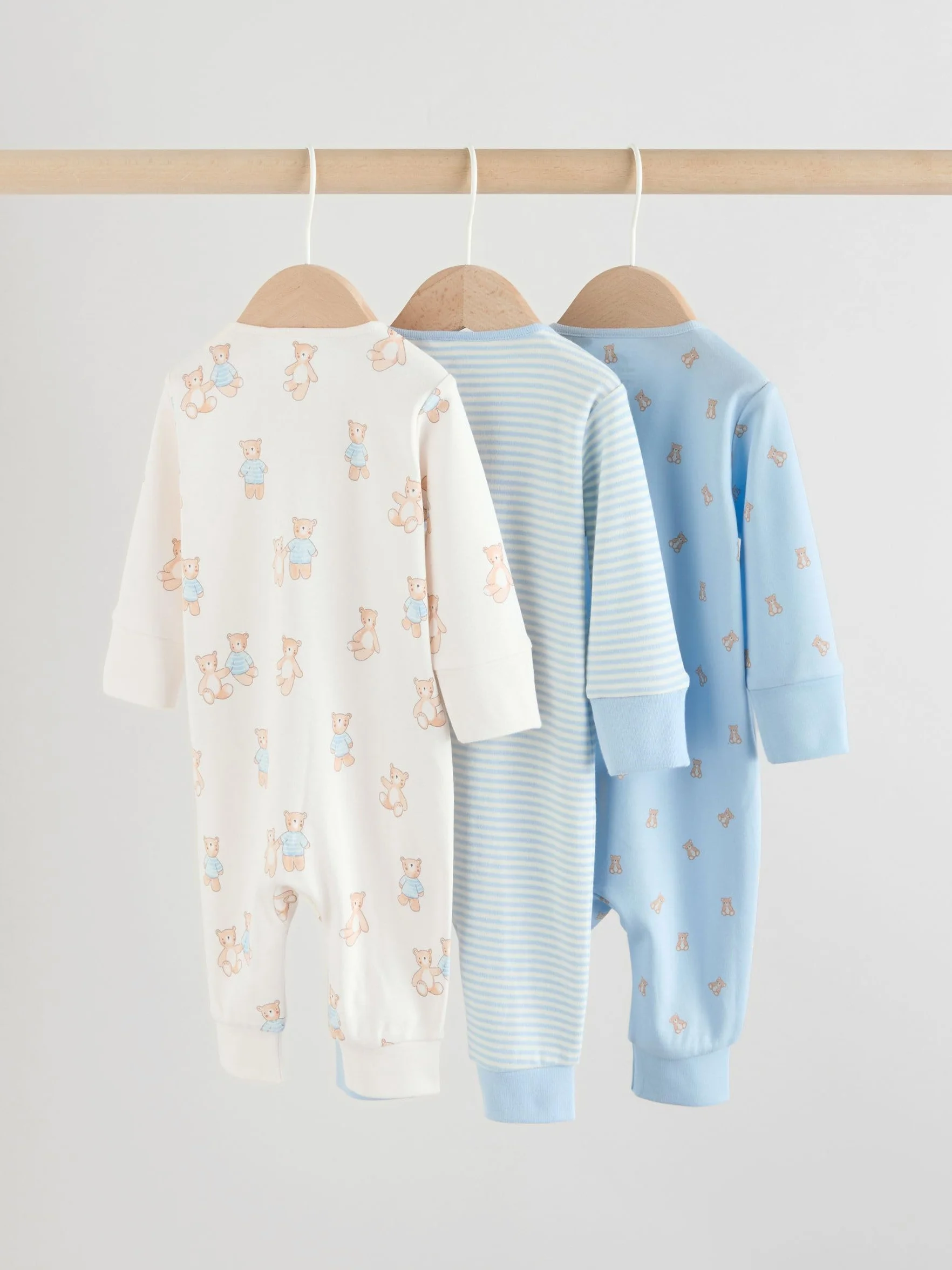 NEXT Bebés niño Pack de 3 Pijamas Tipo Pelele con Cremallera para bebé