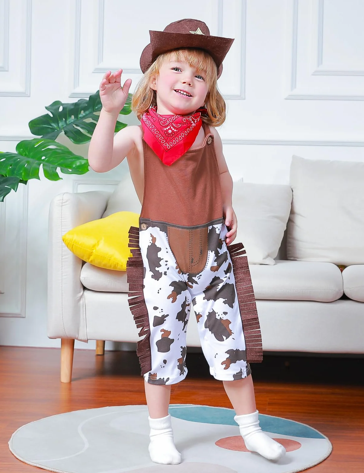 MOMBEBE COSLAN Disfraz de Vaquero para Bebé Traje de Carnaval de Halloween para Niños 3 Meses-3 Años