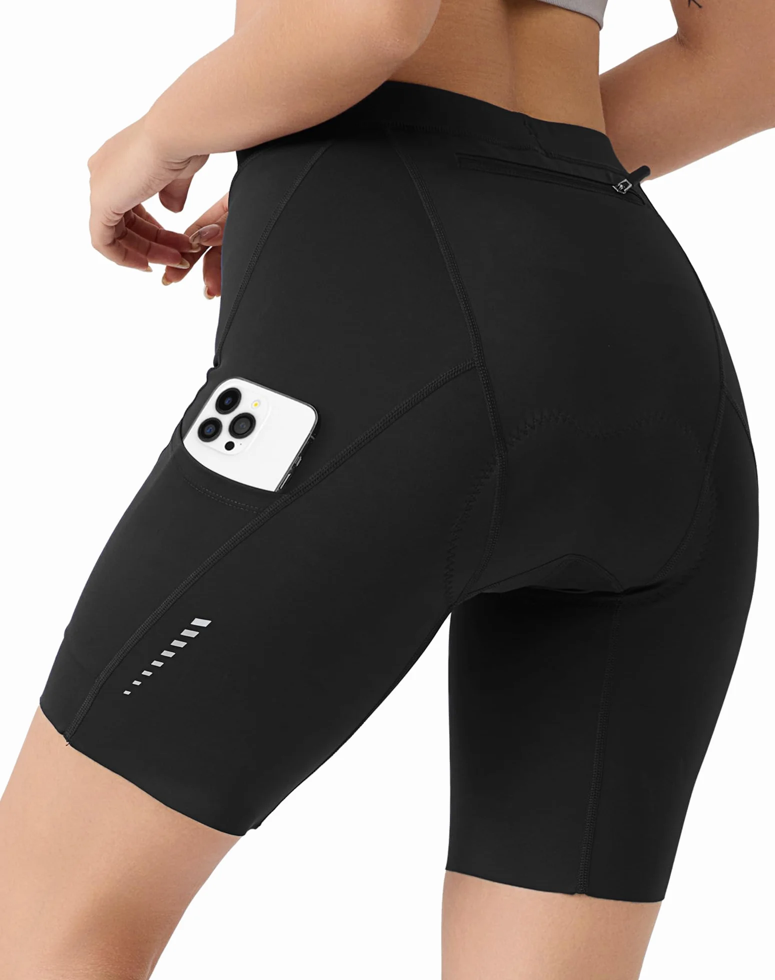 Pantalones de ciclismo para mujer, acolchados 6D con bolsillo, de secado rápido, pantalones de ciclismo para mujer, elásticos, transpirables, con acolchado ancho y denso, sin dolor