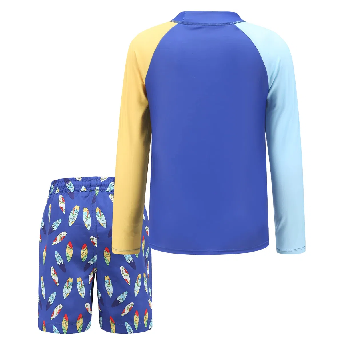 Boys Swimming Costume Two Piece Swimsuit Set with Swimming Trunks Kids Long Sleeve Bathing Suit Swimwear