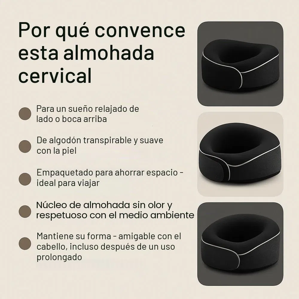 Cojín para el Cuello | Ideal después del trasplante de Cabello o para Viajar en Coche o avión | Contiene Extras como Antifaz para Dormir y protección auditiva