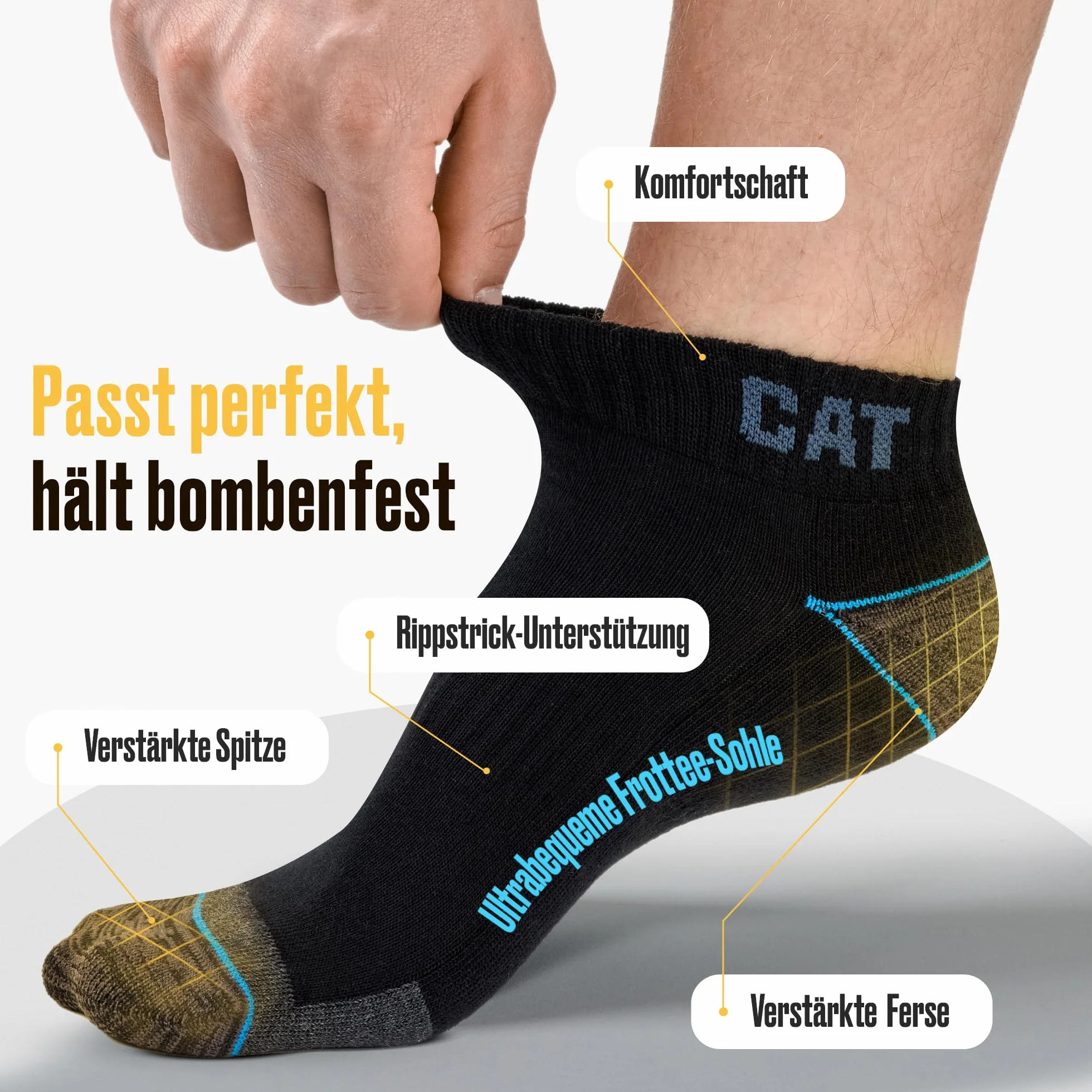 CAT CATERPILLAR POWER & COOL WORK SNEAKERS - Calcetines de trabajo (12 pares, tallas 39-42, 43-46, 47-50)